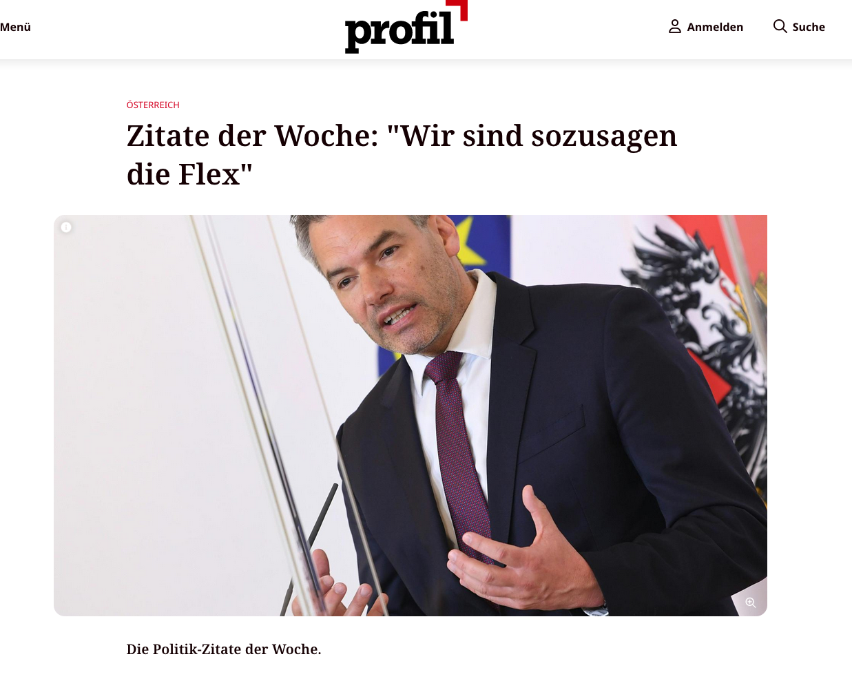 Screenshot der Webseite profil.at