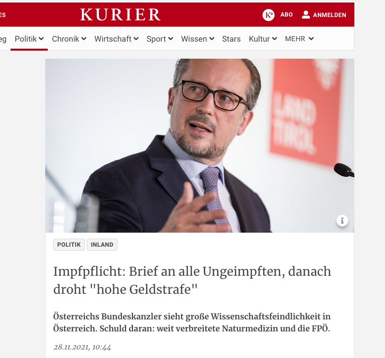 Screenshot kurier.at